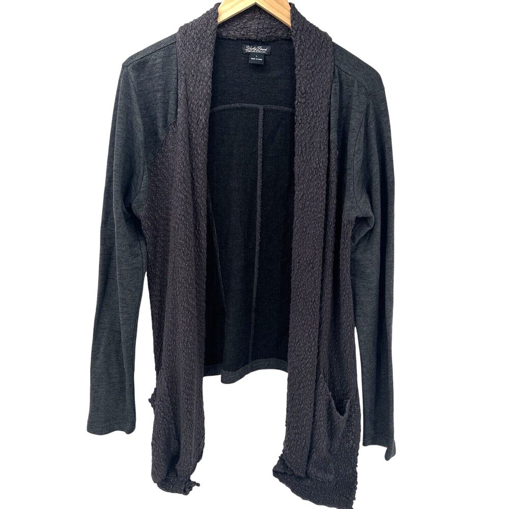 Lucky Brand Sweater Womens Large Open‎ Cardigan Gray Long Sleeve Boho Comfy Knit
